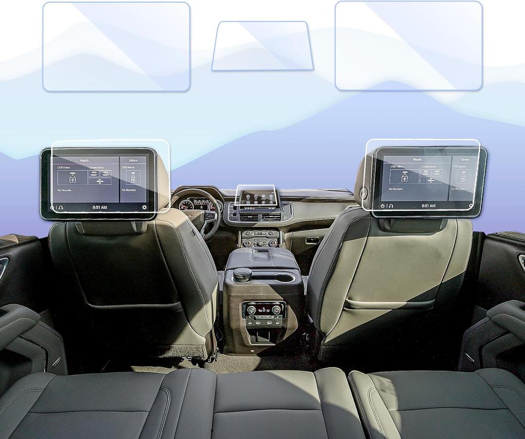 3PCS 2024 GMC Yukon Screen Protector - 10.2Inch & Dual 12.6Inch Rear-Seat TV Entertainment Screen Protector for 2024-2021 Chevy Tahoe Suburban / GMC Yukon (XL) Navigation