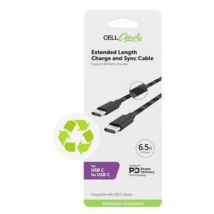 CellCandy Fast Charge And Sync Cable 3ft For USB C To USB C