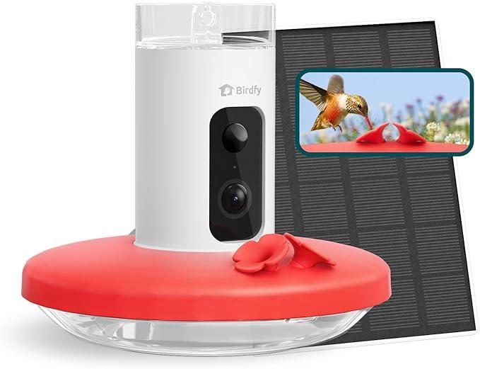 Birdfy Smart Hummingbird Feeder with Camera, Auto Detect Record Bird Video, Instant Notification, Live View, Solar Powered Hummingbird Feeders for Outdoors Ant Bee Proof, 14oz, Gift for Bird Lovers