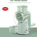 Rotary Cheese Grater with Handle - Vegetable Shredder with 5 Blades & Strong Suction Base, Round Slicer & Food Chopper for Kitchen (Green)