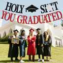 7 x Congrats Grad 2026 Banner, You Did It Hanging Decorations, Class of 2026 Graduation Party Decorations Supplies(Red)