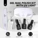 Beetles Black Gel Nail Polish Kit with U V Light, 5 Pcs Gel Polish Kit with Base & Top Coat and Nail File for Beginners Soak Off Black DIY Art Set Manicure Gifts for Women Teen Girls (0 - 1 Color-Black)