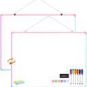 Dry Erase Board for Wall, 24" x 18" Double-Sided Hanging Magnetic Whiteboard with 6 Markers, 6 Magnets and 3 Mini Sticky Notes, Large White Board for School, Home, Office, Colorful Frame
