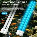 2 Pack 24 Watts UV Light Bulbs, 12.7" 2G11 Base-4 Pin UVC Light Bulb Replacement for Pond Clarifier, Aquarium Clarifier, Koi Fish Pond, Fish Tank, Air Purifier