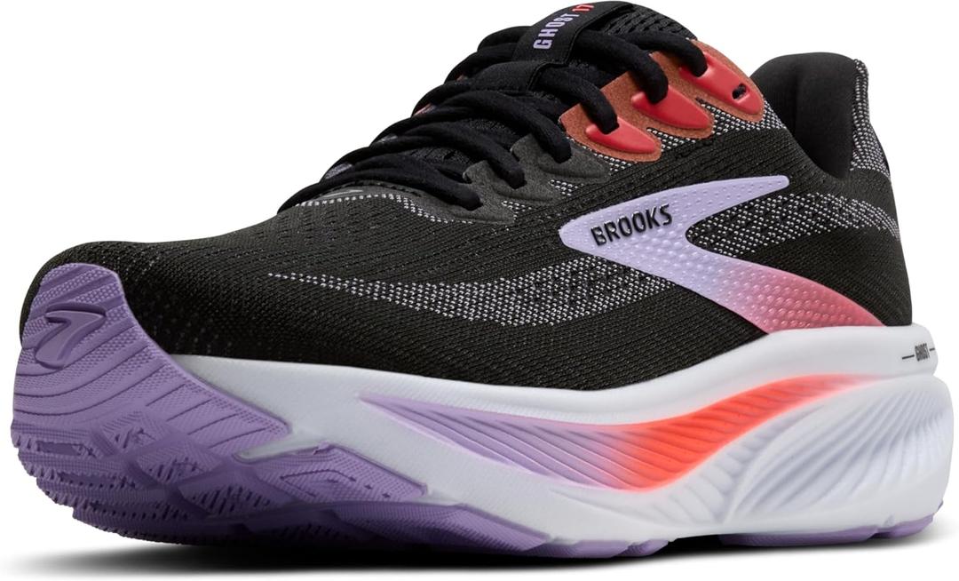 Brooks Womens Ghost 17 Neutral Running Shoe (9, Black/Purple/Coral)