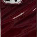 Caseative for iPhone 13 Pro Case, Wine Red | Water Ripple Pattern Curly Wave Shape Soft