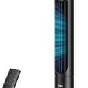 Dreo Tower Fan for Bedroom, 90 Oscillating Standing Fans for Room with 4 Speeds, 3 Modes, 28dB Quiet for Sleep, 25ft/s Velocity, 8H Timer, Remote, Living Room, Office, Home, Black, TF117