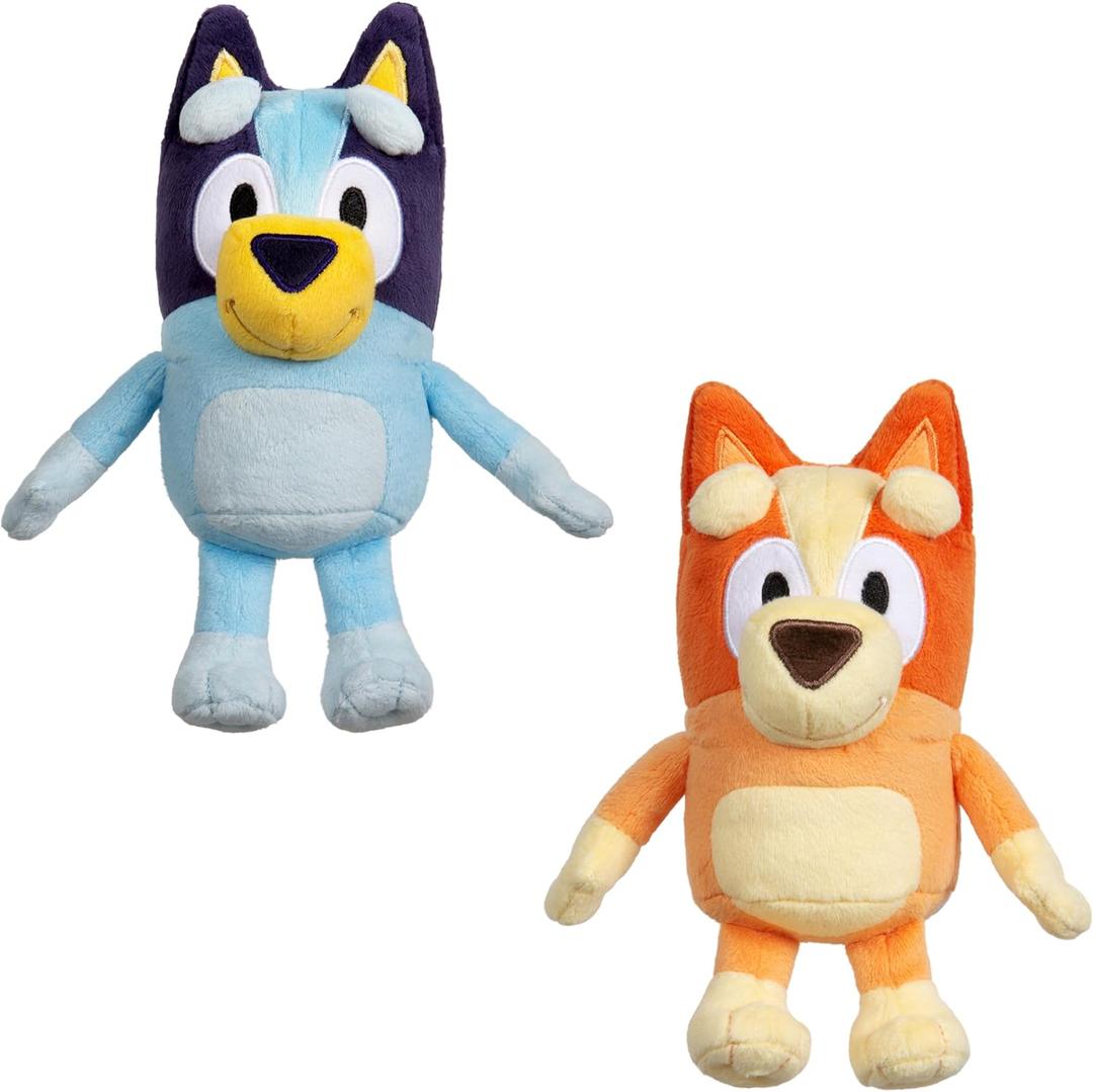 Bingo & Bluey Plush Toys Bundle Exclusive 2-Pack Soft Bluey Toys, Deluxe Fabric, Embroidered Detail, Plush Characters for Show Time or Story Time