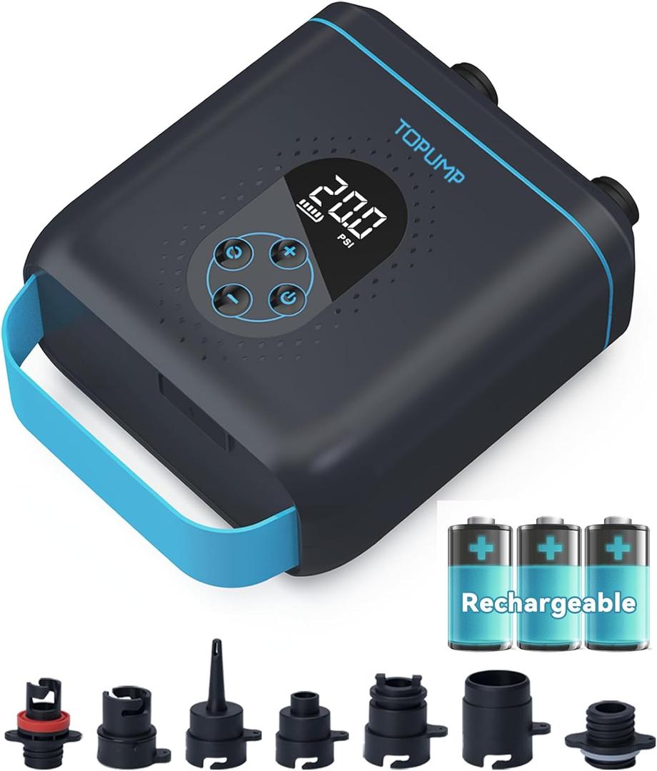 Paddle Board Electric Pump TPS260-20PSI Portable Rechargeable SUP Air Pump, Dual Stage Inflation & Deflation, Auto-Off for Stand Up Paddle Boards, Boats, Kayaks and Tent (Small, Blue)