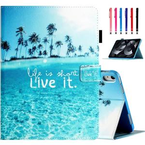 MonsDirect for iPad 10th Generation Case 2022-10.9 Inch iPad 10 Cover, Slim Folio Protective Stand Cover with Smart Auto Wake/Sleep & Pencil Holder for 10.9" iPad 10th Gen 2022 Release, Beach