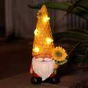12.3''Garden Sunflower Gnomes Outdoor Statues Clearance for Garden Decor with Solar Bee Lights,Summer Decorations Gnomes Outside Decor - Gift for Mothers Day,Yard Art Ornament for Patio Lawn