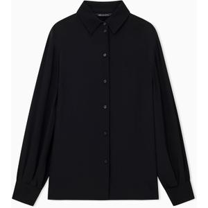 Armani Exchange Women's Sheer Crepe Shirt with Cami (Black, XL)