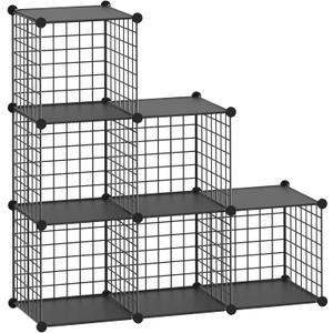 Wire Cube Storage Organizer, Metal Grids Storage Shelf, Closet Cabinet, DIY Plastic Cube Bookcase Modular Closet Cabinet for Bedroom, Living Room, Office, Black
