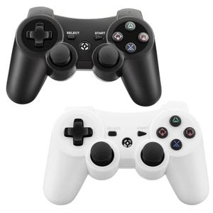 Replacement for PS3 Controller,2 Pack Wireless Controllers for PlayStation 3,Slim,Pro,Dual Shock Remote Control with 6-Axis Motion,Bluetooth Gamepad with 500mAh Battery,Cheap Ideal Gift,Black White