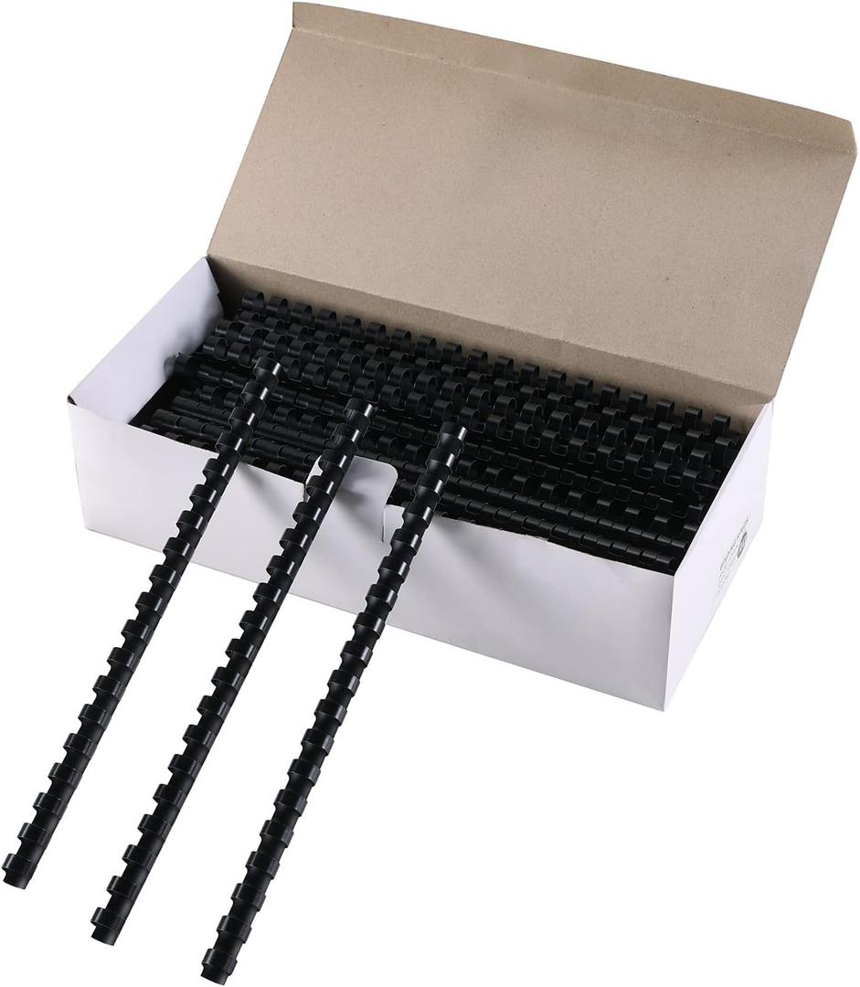 MYFULLY 100 Pack 19 Ring Plastic Comb Binding Spines | 1/2 Inch Diameter, 90 Sheet Capacity, Letter Size, Black Binding Comb (1/2" (90 Sheet Capacity))