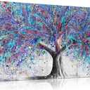 GUGIKA Tree Wall Art for Living Room, Blue Watercolor Canvas Wall Decor for Bedroom, Banksy Graffiti Print Painting Picture Decoration, Size 40x20 Inches (40L" x 20W")