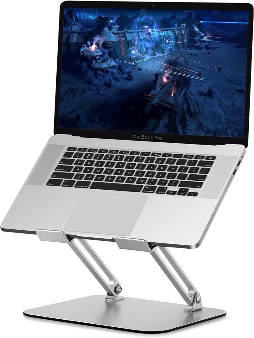Foldable Portable Laptop Computer Stand, Well-Built Adjustable Folding Anti-Skid Raise Tilt Align Ergonomic Tablet Strong Laptop Mount Stands Notebook Compatible with iPad All Laptops (Silver) (Sliver)