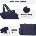 Roulens Tote Bag for Women 2 Set Puffer Tote Bag with Adjustable Top-handle, Quilted Shoulder Handbag for Work/Travel (Black)