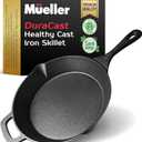 Mueller Heavy-Duty Cast Iron Skillet 10-inch, Pre-Seasoned Cast Iron Pan, Safe Across All Cooktops, Oven, BBQ, or Campfire, Handles & Dual Pouring