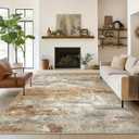 Area Rugs 5x7 for Living Room Bedroom, Modern Abstract Machine Washable Rug, Soft Low Pile Floor Cover with Non Slip Backing for Dining Room, Orange Green