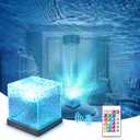 RICHMYC Northern Lights Ocean Wave Projector Light, 16 Colors Gradual Rotating Flame Water Ripple Lamp, Aurora Night Light with Remote Control for Office Bedroom Bar Restaurant (Wood)