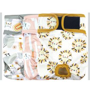 Langsprit Washable Female Dog Diapers (3 Pack) - Doggie Reusable Small Medium Large Dog Diapers for Doggy Puppy Female in Period - Highly Absorbent Dog Heat Panties (Medium,Rabbit, Owl, Lion)