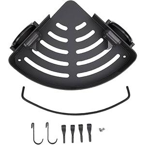 Drill Free Aluminum Bathroom Shelf Corner Shower Caddy,No Drilling Bathroom Shelf Suction Cup Large Capacity Storage Rack Wall Mounted Aluminum Alloy Rustproof Shelves for Easy