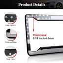 2 Pack OLLEN American Flag License Plate Frames, Aluminum Alloy US Patriotic Car Tag Holder Protector, with Mount Hardware, Anti-Theft Caps, 8 Rattle Proof Pads, Screwdriver, Black+Silver