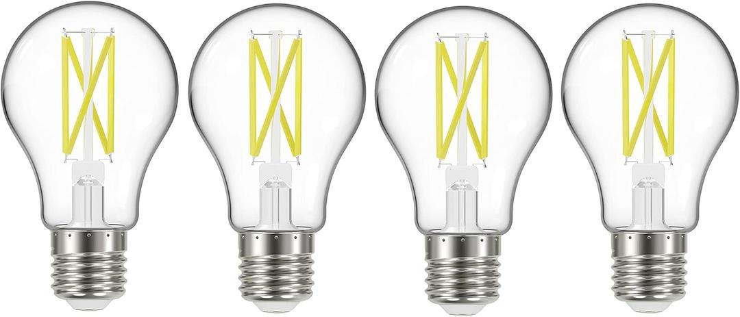 Satco S12436 A19 LED 4-Bulb Value Pack, 75W Replacement, 2700K, Clear, Pack of 4