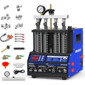 MR CARTOOL V308 Injector Cleaner Machine 4-Cylinder, 110V Injector Cleaner Tester Machine Ultrasonic Fuel System Injection Cleaning Kit for Gasoline Diesel Car Motorcycle