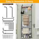 Over The Door Towel Rack,5-Tier Over Door Towel Racks for Bathroom,Towel Rack with Hooks and Basket Door Hanging,Blanket Ladder for Living Room Black