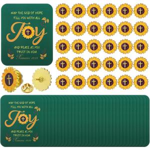 30 Sets Sunflower Pins on Card Bulk Religious Joy Faith Sunflower Pins with Card Gifts Religious Christian Bible Verse Lapel Pin with Card for Church Gift Sunday School Party Favor