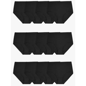 Fruit of the Loom Women's Eversoft Cotton Underwear Multipacks, Tag Free & Breathable (Size 7, Black)