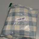 Laolitou Checkered Tablecloth Square Washable Heavy Duty Buffalo Plaid Table Cloth with Tassel Cotton Linen Gingham Table Cover for Holiday Picnic Kitchen Dining Room, Blue, 55 Inch