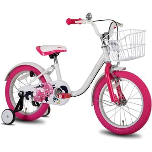 JOYSTAR Flower 16 Inch Girls Bike with Training Wheels for 4-7 Years Old Kids Birthday Gift Children Bicycle with Training Wheels and Hand Brake White