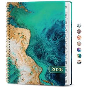 2026 Planner, Weekly and Monthly Calendar Planner Book, January 2026 - December 2026, Hardcover Spiral Planner with Monthly Tabs, Notes Pages, Perfect for Women & Men, A4 (8.5" x 11") - Ocean