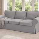 Sofa Covers Compatible with IKEA Ektorp 3 Seat Sofa Slipcovers (Polyester Flax Light Gray, Ektorp Sofa)