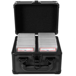 OUUTMEE Graded Card Case - Aluminum Alloy Graded Card Storage Box Compatible with 50 Card Slabs - the Sports Trading Card Case Fits PSA, CSG, BGS and Top Loaders