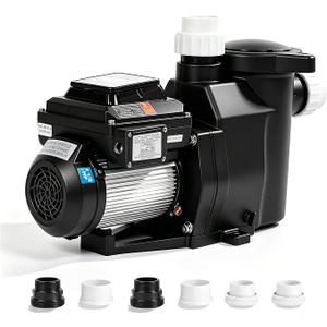 Variable Speed Pool Pump Inground 1.5HP,High Flow Energy Efficient Pumb for In/Above Pool,Built-in Timer,Rain Cover,Quiet Self-Priming,Large Filter Basket, Size: 1.5HP