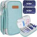 Insulin Cooler Travel Case, Double Layer Medicine Kit Diabetes Travel Case, Portable Medicine Organizer with 2Pack 150g Ice Pack TSA Approved for Insulin Pens Diabetic Supplies (Green)