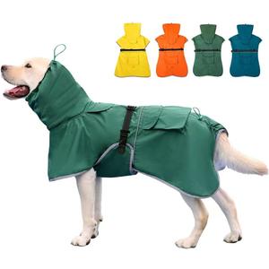 Dog Raincoat Waterproof Dog Rain Coat with Hoodile, Reflective Adjustable Lightweight Pet Rain Jacket for Medium Large Dogs(Green, 7XL) 