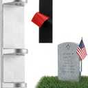 1 Pcs Aluminum Adhesive Flag Holder for Gravestones and Memorials with Silver Finish Durable and Secure Attachment for Stone and Concrete Memorials Cemetery Flag Display Holder
