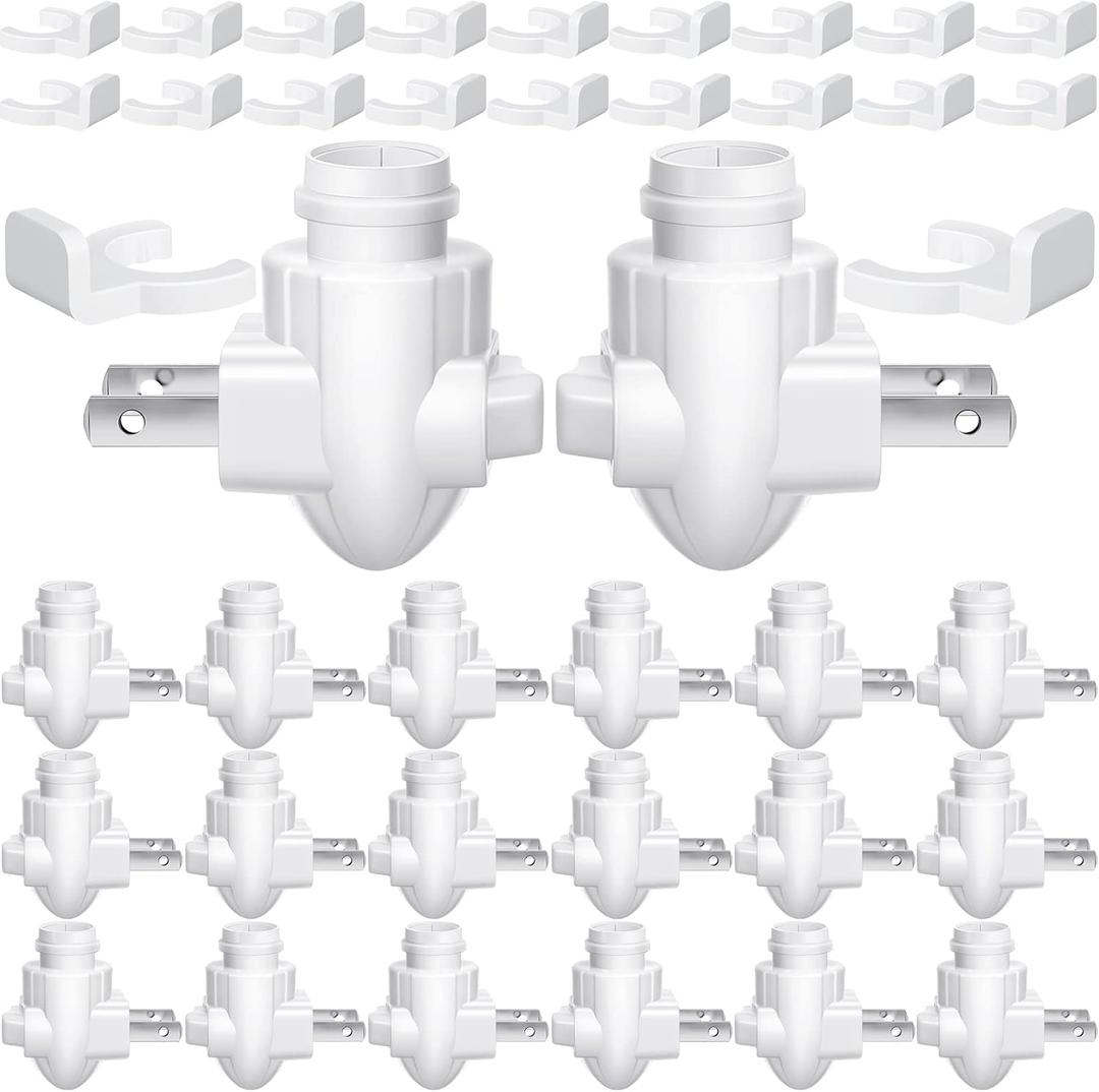 Tuanse 20 Sets Plug in Night Light Module Night Light Base with Shade Mounting Clip Plastic Lights Rotating Base for Making Your Own Decorative (White)
