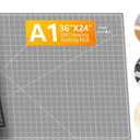 Ecraft Large Self Healing Cutting Mat: 24" x 36" Double Sided 5-Ply Hobby Mat, A1 Rotary Cutting Sewing Mat for Crafts, Fabric,Sewing,Quilting,Scrapbooking,Projects,Grey/Black