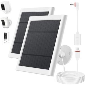 Solar Panel for Ring Camera, 1 Pack 4W Solar Charger Compatible with Rings Spotlight &All-New Stick Up Outdoor Cam Battery, 10ft Long Cable with USB-C to Ring Barrel Plug Adapter