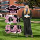 Graduation Yard Signs Class of 2026, 3-Pack Pink Congrats Grad Yard Sign with Metal Stakes and Whiteboards for Graduation Party Decorations Outdoor Party Supplies