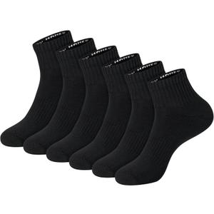 Hanes Unisex Plain White Socks Pack or Plain Black Socks Pack, Men's, Women's & Teen Sizes, Crew and Ankle 6-Packs (Black, M)