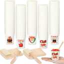400 Pcs Chili Cook off Party Decorations Include 200 Disposable Sample Tasting Paper Cups and 200 Wooden Spoons for Chili Cook off Party Supplies(5 oz)