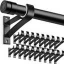 KOLAKO Curtain Rod Bracket, 20 Pack Heavy Duty Holders, Black Rod Hooks for Wall, Support Brackets for 1 Inch Drape Poles