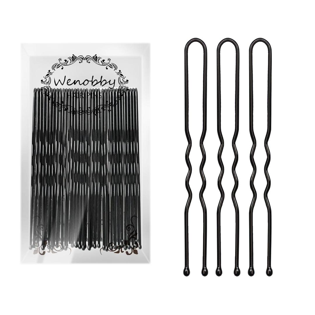 U Shaped Hair Pins for Buns, 100 PCS 2.8" Hair Pins for Women Hair Styling with Thick Hair (Black)